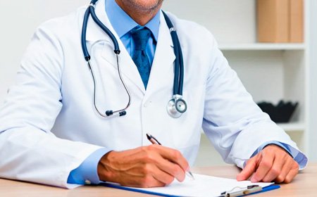 Врач сидит за столом